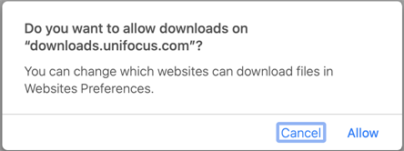 Allow downloads window