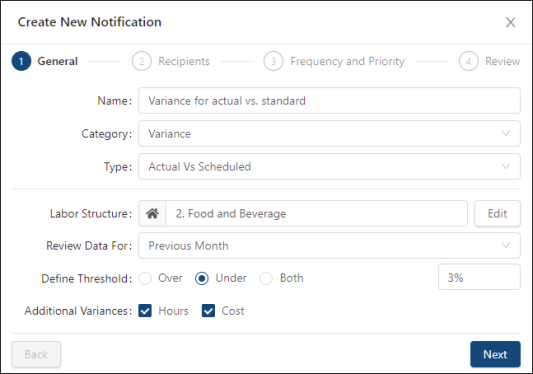 Screen 1 of Notification Wizard