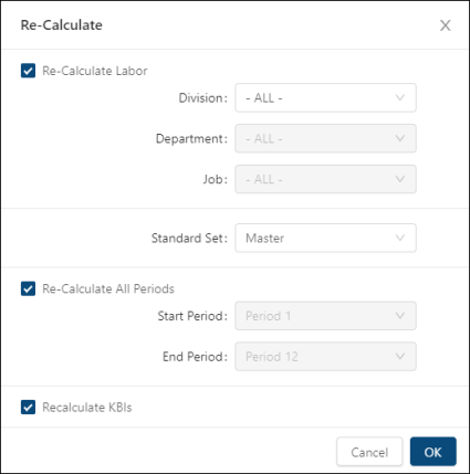 Re-Calculate dialog box