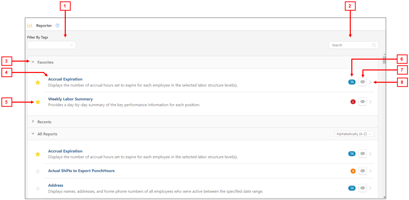 annotated Reporter screen