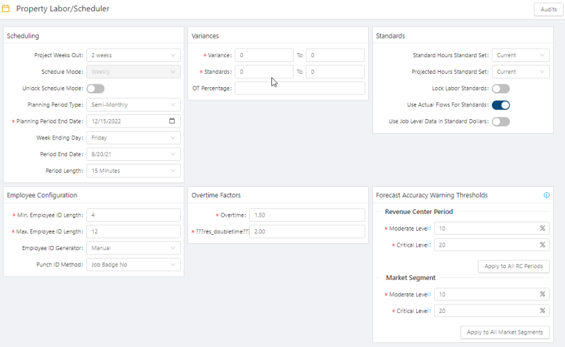 Property Labor Scheduler screen