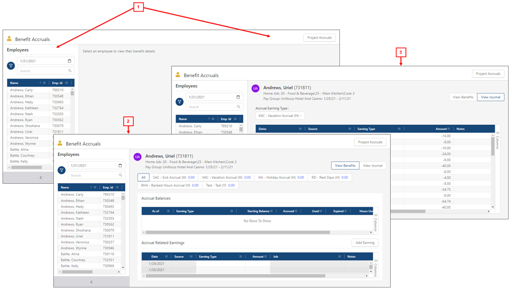 Benefits screen and views