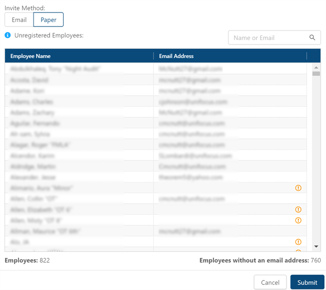 bulk mobile invite dialog box