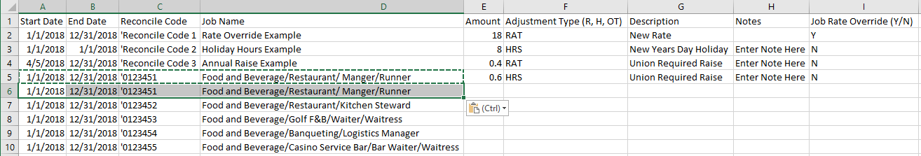 CSV file example