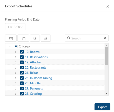 Export Schedules dialog box