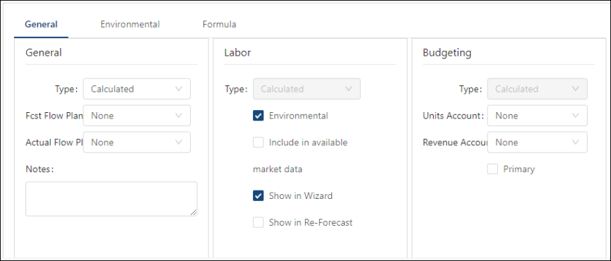 General tab of the KBI Set Config section in Forecast Structure