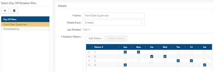 day off rotation plans screen