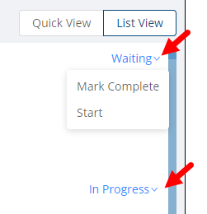 List view drop-down in Planning screen