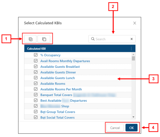 Select Calculated KBIs dialog box